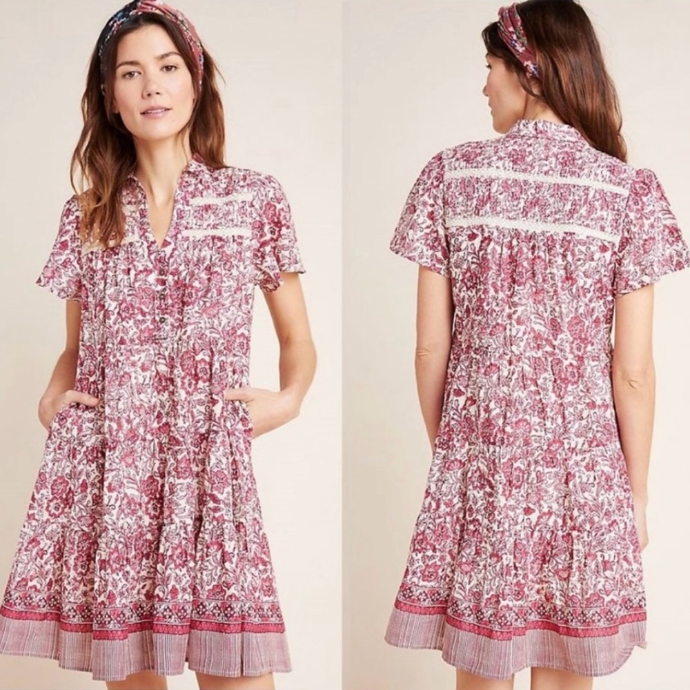 Anthropologie Tiered Georgina Dress by Maeve | Size L